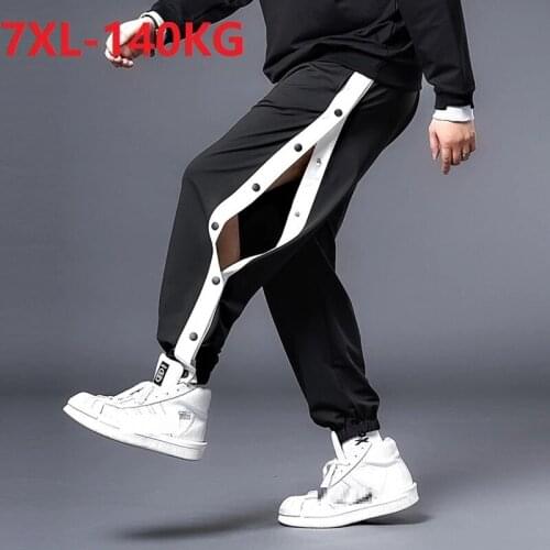 Summer men high street pants plus size 7XL button cool personality fashion street dance pants korea style loose patchwork pants