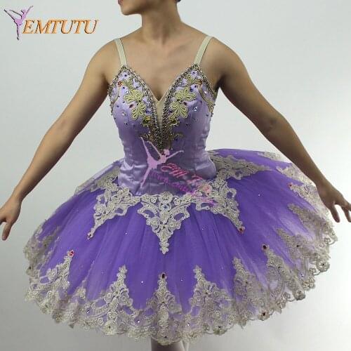 Lilac Fairy Tutu Professional Ballet Tutus Purple Gold Women Nutcracker Ballet Costume Custom Made Ballet Pancake Tutu Dress