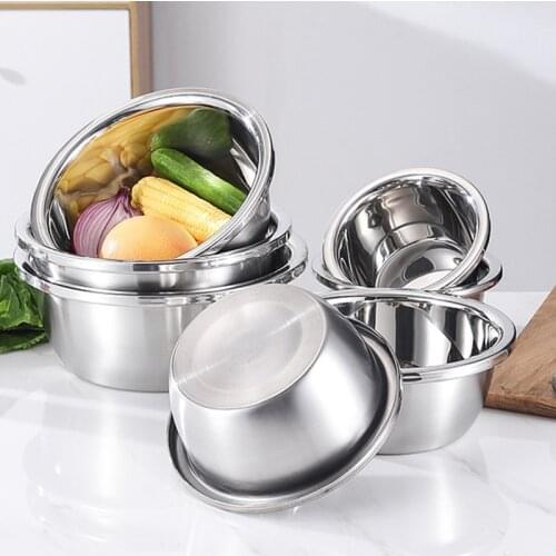 Thicken Stainless Steel Egg Mixing Bowls Beater Dough Salad Soup Basin Kitchen Food Vegetable Cooking Storage Bowls Tools