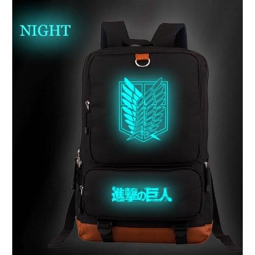 Cool Attack on Titan Luminous Mens Women Bags Fashion Casual High Quality Laptop Beautiful Backpack Teens Boys Girls Knapsack