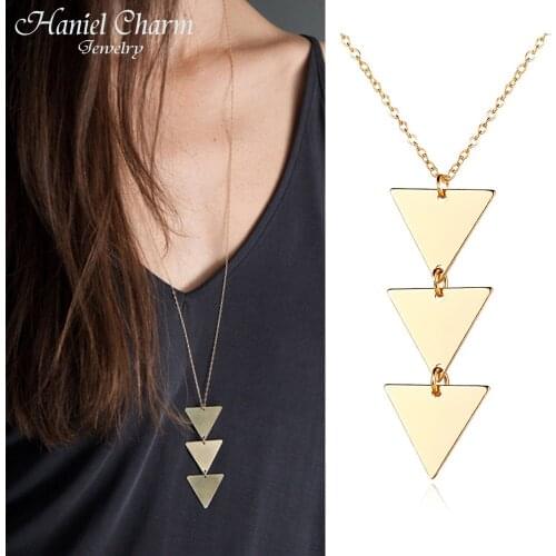 2021 New fashion Women Charm Chain Choker triangle Long Necklace Jewelry necklace Jewelry Female Womens jewelry Choker Necklace