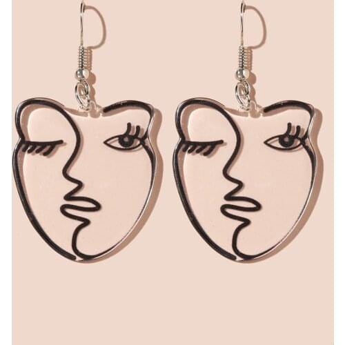 New Funny Clear Women Face Acrylic Earrings For Women Girls Big Long Dangle Earrings Brincos Punk Night Club Party Jewelry Gifts