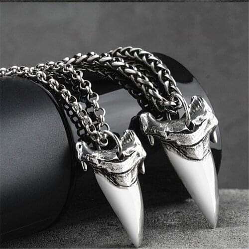 Shark Tooth Shape S925 Necklace For Men Pendant Necklaces Women Jewelry Hippop Street Culture Lover Necklace Gift