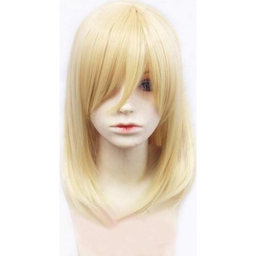 Howls Moving Castle Wizard Wigs Howl Short Blonde Heat Resistant Synthetic Hair Cosplay Wig + Wig Cap