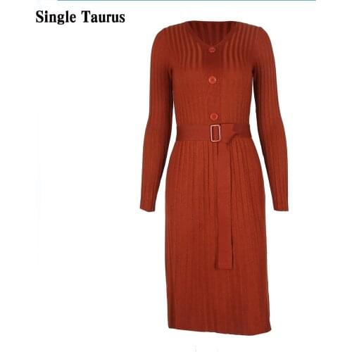 Модные вязаные платья Single Taurus China At AliExpress