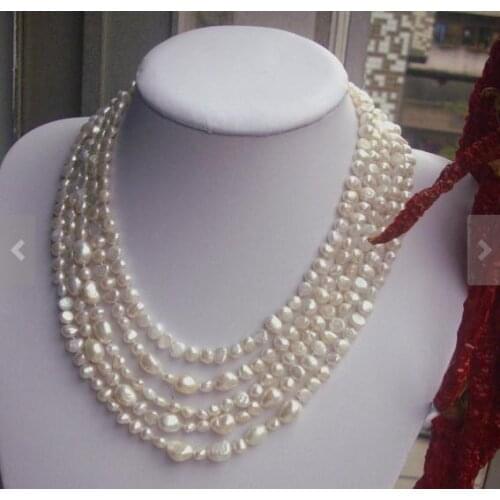 Smart Favorite Pearl Jewelry 100 inches 6-12mm White Freshwater Pearl Necklace Baroque Pearl Beads Charming Women Gift