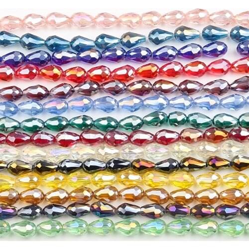 6x8/8x12mm Crystal Drop Beads Black AB Glass Faceteed Beads Teardrop DIY Making Crystals Jewelry Accessories Wholesale In Bulk