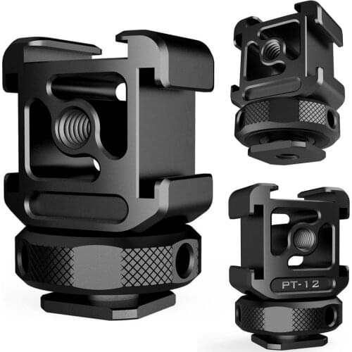 Ulanzi PT-12 DSLR Cold Shoe Mount Adapter DSLR Monitor Mount Three Cold Shoe for LED Light Microphone