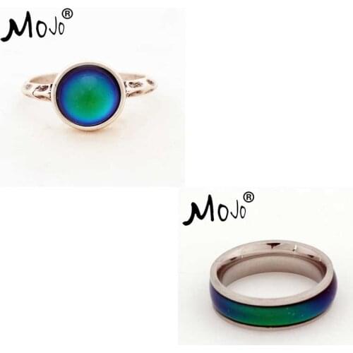 2PCS Vintage Color Changing Mood Rings Changing Color Temperature Emotion Feeling Rings Set For Women