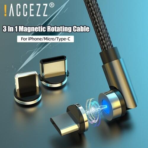 !ACCEZZ 540 Rotate Magnetic USB Cable Micro USB Type C Cable Magnet Charger For iPhone 11 Pro Max 7 8 Samsung Xiaomi USB C Cable