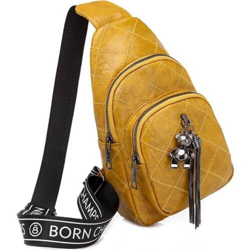 Women Chest Bag Chain Tassel Sling Bag Casual Female Crossbody Bags Soft PU Leather Waist Belt Bag Wallet