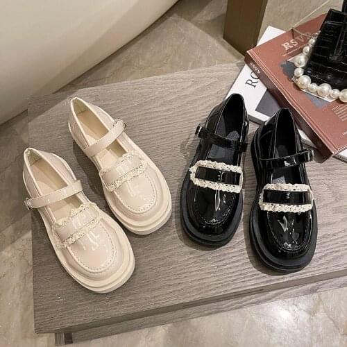 Womens Derby Shoes Female Footwear British Style Soft Shallow Mouth Leather New Dress Preppy Retro Cotton Fabric Basic Mary Jane