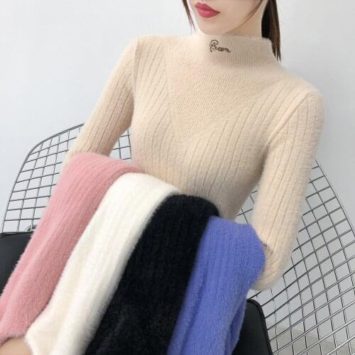 Womens new foreign style short style in autumn and winter 2019 with winter coat and half high collar bottom coat