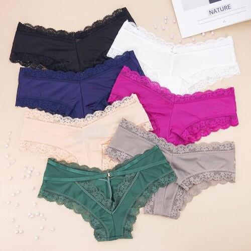 Women Sexy Lace Panties Transparent Underpant Hollow Out Thin Strap Thong G-string Wholesale Feminina Lingerie Underwear Briefs