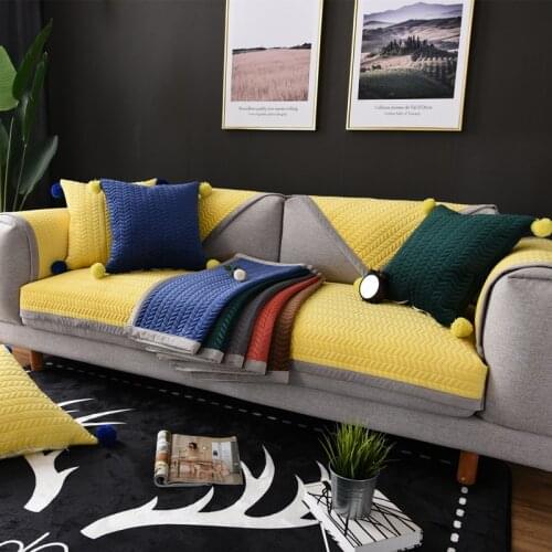 WInter New Soild Color Sofa Covers Towel Soft Plush Couch Cover for Living Room Bay Window Pad L-shaped Sofa Decor