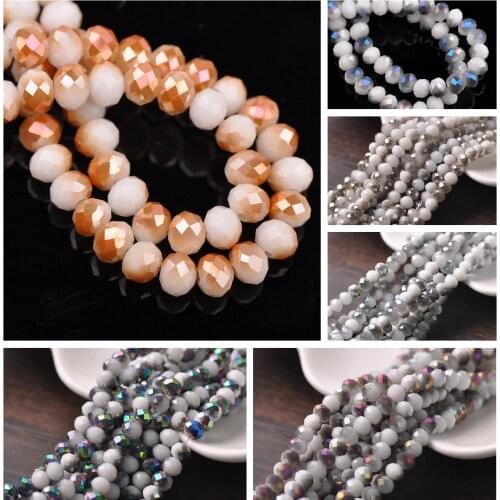 #1 Plated Colors Rondelle Faceted Czech Crystal Glass 4mm 6mm 8mm Loose Spacer Beads for Jewelry Making DIY