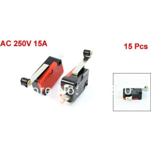 15 Pcs / Lot x Short Hinge Roller Lever Arm Mini Micro Switch SPDT 1 NO 1 NC V-156-1C25 Wholesale Retail