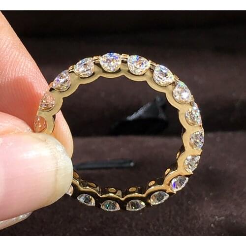 18K Au750 Gold Women Ring Moissanite Diamonds 0.2 Carart Round Luxury Elegant Party Engagement Anniversary Ring Trendy Present