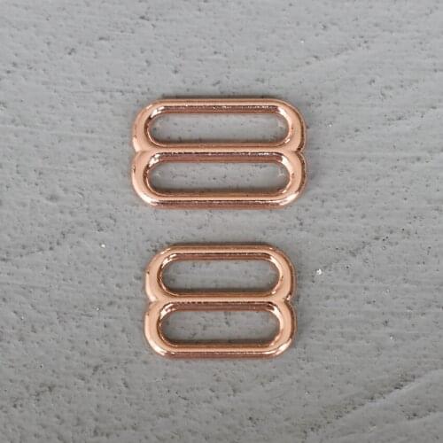 20 Pcs 15/20/25mm Rose Gold Metal Adjust Buckle Tri Glide Slide Buckle Middle Center Bar Adjuster for Leather Craft Strap