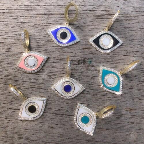 2019 BLUE BLACK cute turkish evil eye earring for young girl lovely eye Paved cz high quality factory promotion fashion jewelry