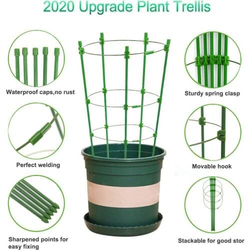 3 Pack Plant Support Cages Plants Climbing Trellis Kits with Watering Spikes & Plant Clips for Tomato Cucumber Plant Supports