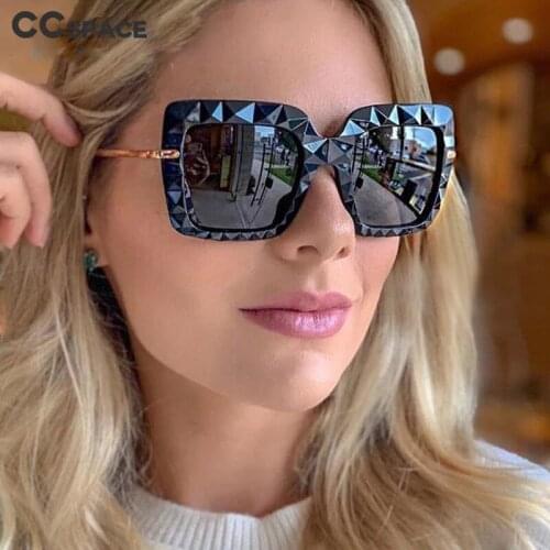 45724 Diamond Section Irregular Square Frame Fashion Sunglasses Men Women Shades Uv400 Vintage Glasses