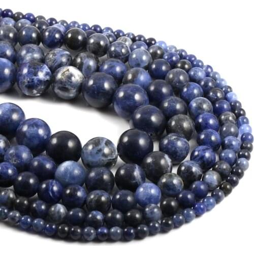 Natural stone beads Blue-vein stone Sodalite Round Ball loose beads for DIY Elegant Necklace Bracelet Jewelry Making Accessories