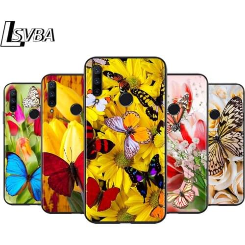Colorful Flower Butterfly for Huawei Honor 30 20S 20 10i 9S 9A 9C 9X 8X 10 9 Lite 8A 7C 7A Pro Phone Case Black Cover