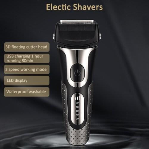 Electric Shaver For Men USB Rechargable Speed Adjustable LED Display Barbeador Beard Shaving Machine Afeitadora Electric Razor