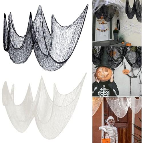 2m 4m Giant Spider Web Halloween White Black Stretch Cobweb For Halloween Party Scene Home Bar Haunted House Decor Horror Props