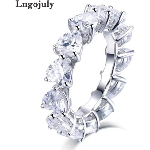 Fine Jewelry Luxury Heart Ring Pure 925 Sterling Silver Ring Zircon Rings For Women Bride Anniversary Engagement Jewelry Gifts