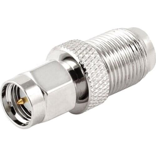 KSOL F Type Female to SMA Male Plug Coaxial Adapter Connector Silver Tone