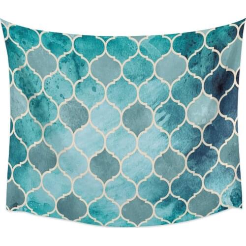 Moroccan Green Geometric Wall Tapestry Home Wall Decor Tapestry Cover Beach Towel Picnic Mat Yoga Mat