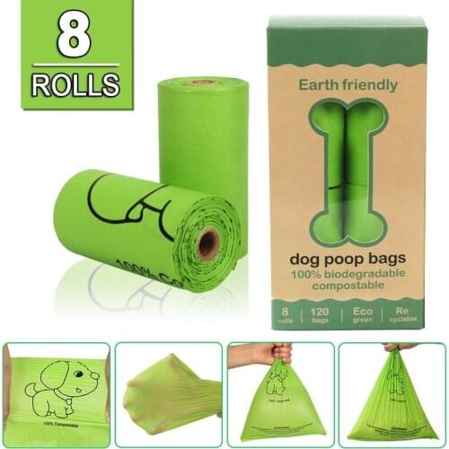 Dog Poop Bags Bio degradeable Environmental Protection Pet Trash Bags 23cmx33cm Green Garbage Bag Pet Product 8 Rolls
