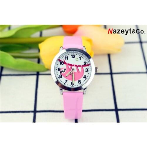 New childrens cartoon cute sloth belt watch students cartoon luminous pointer animal quartz wrist watch