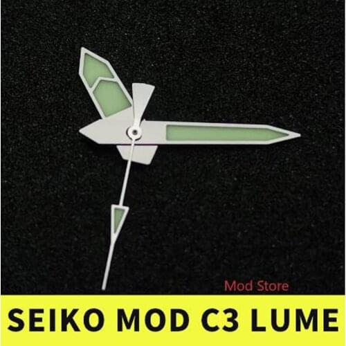 NEW Super C3 Lume Silver Watch Hands Fashion MOD For SKX SRP 4R36 7S26 NH35 NH36 Mov't Sea Urchin Style Green Finish Luminous