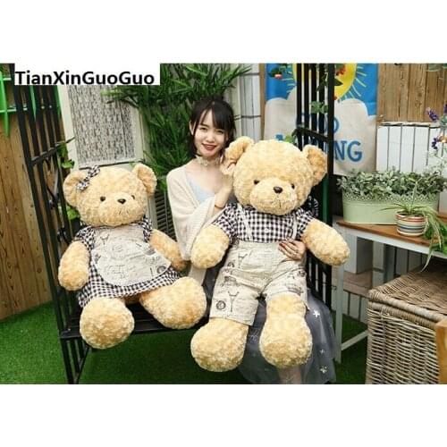 New arrival huge 100cm couple teddy bears plush toy lovely dressed loves bear soft doll throw pillow Valentines Day gift b0758
