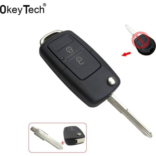 OkeyTech 2 Buttons Modified Folding Flip Car Key Cover Case Fob Shell For Volkswagen Golf Chery QQ3 QQ6