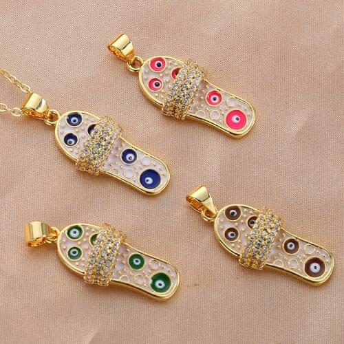 New Personality Slippers Necklace For Woman Creative Fashion Micro Pave Zircon Has A Sense Of Design Gift Girl
