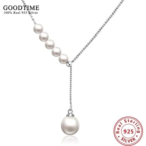 New Fashion Pearl Necklace 925 Sterling Silver Pearl Jewelry Round Shell Pearls Choker Necklace Jewelry For Women Gifts