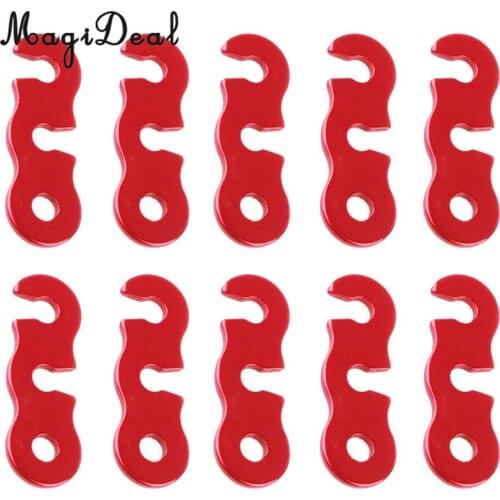 MagiDeal 10Pcs Outdoor Camping Aluminum Alloy Cord Guyline Runners Red Tent Rope Tensioners Accessory for Hiking Picnics Awnings