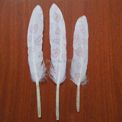 Hearts Printed Feather Duck Cocottes Feathers,Pink Heart Printing,Perfect for Earrings, Bridal Table Decor& Millinery,50pcs/lot