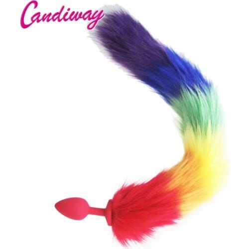 Rainbow Fox/Dog Tail silicone Furry Anal Plug Sexy Toys Butt Plug BDSM Flirt Anus For Women WILD cat Tail Adult Toy rule play