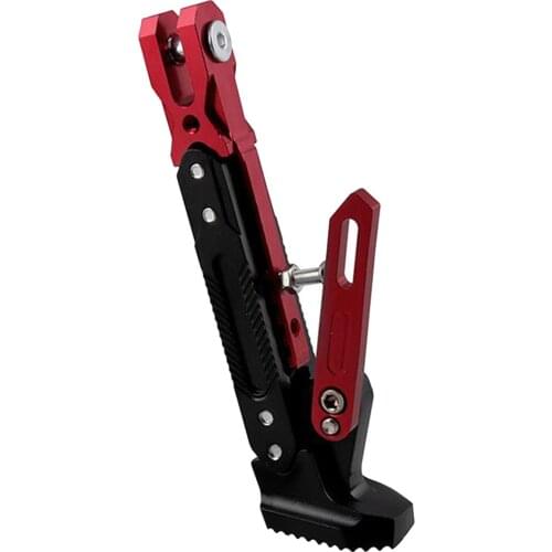 Adjustable CNC Aluminum Motorcycle Kickstand Fall Protect Foot Side Holder , RED