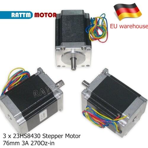 EU shipping free vat 3 pcs Nema 23 Stepper Motor 23HS8430 76mm/ 270 Oz-in/ 3A