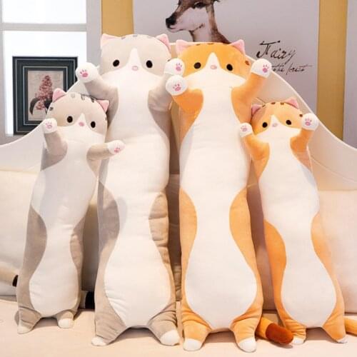 50cm Cute Plush Cat Doll Soft Stuffed Kitten Long Plush Toys Pillow toy Office lunch Sleeping Pillow birthday gifts girls gifts