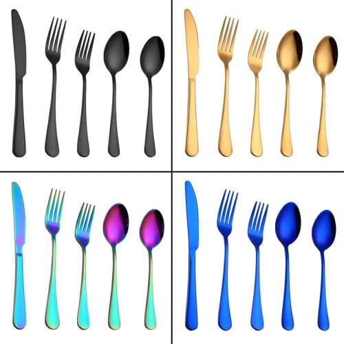 Stainless Steel Cutlery Spoon Western Steak Gold-plated High Qualitydiner Set Porcelaine Spoon/Fork/Knife Kitchen Dining Kit
