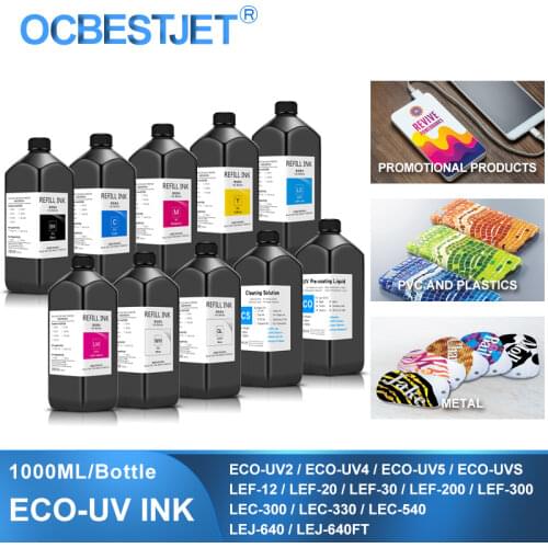 1000ML/Bottle LED UV Ink Fast Curing For Roland LEF-300 LEF-20 LEF-12 LEJ-640FT LEJ-640 LEC-540 LEC-330 (7 Colors Are Available)