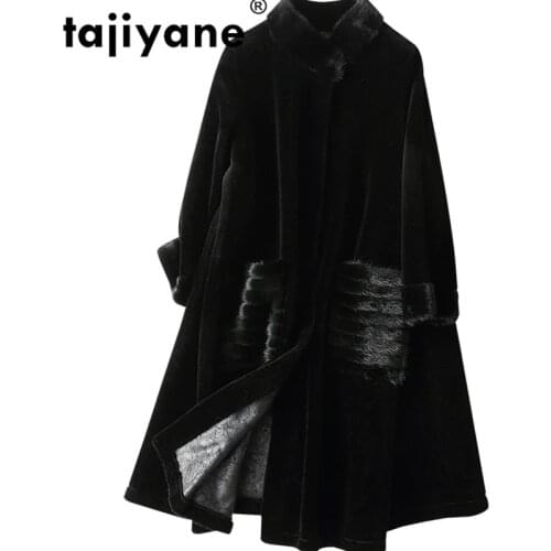 Womens Fur Real Coat Autumn Winter Jacket Women Clothes 2021 Mink Fur Collar Wool Coats Korean Vintage Sheep Shearling ZT1526