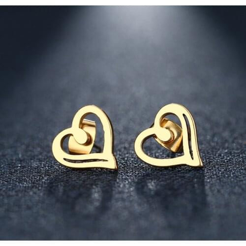 DOTIFI Stainless Steel Stud Earring For Women Man Heart Gold And Silver Color Lovers Engagement Jewelry Drop Shipping